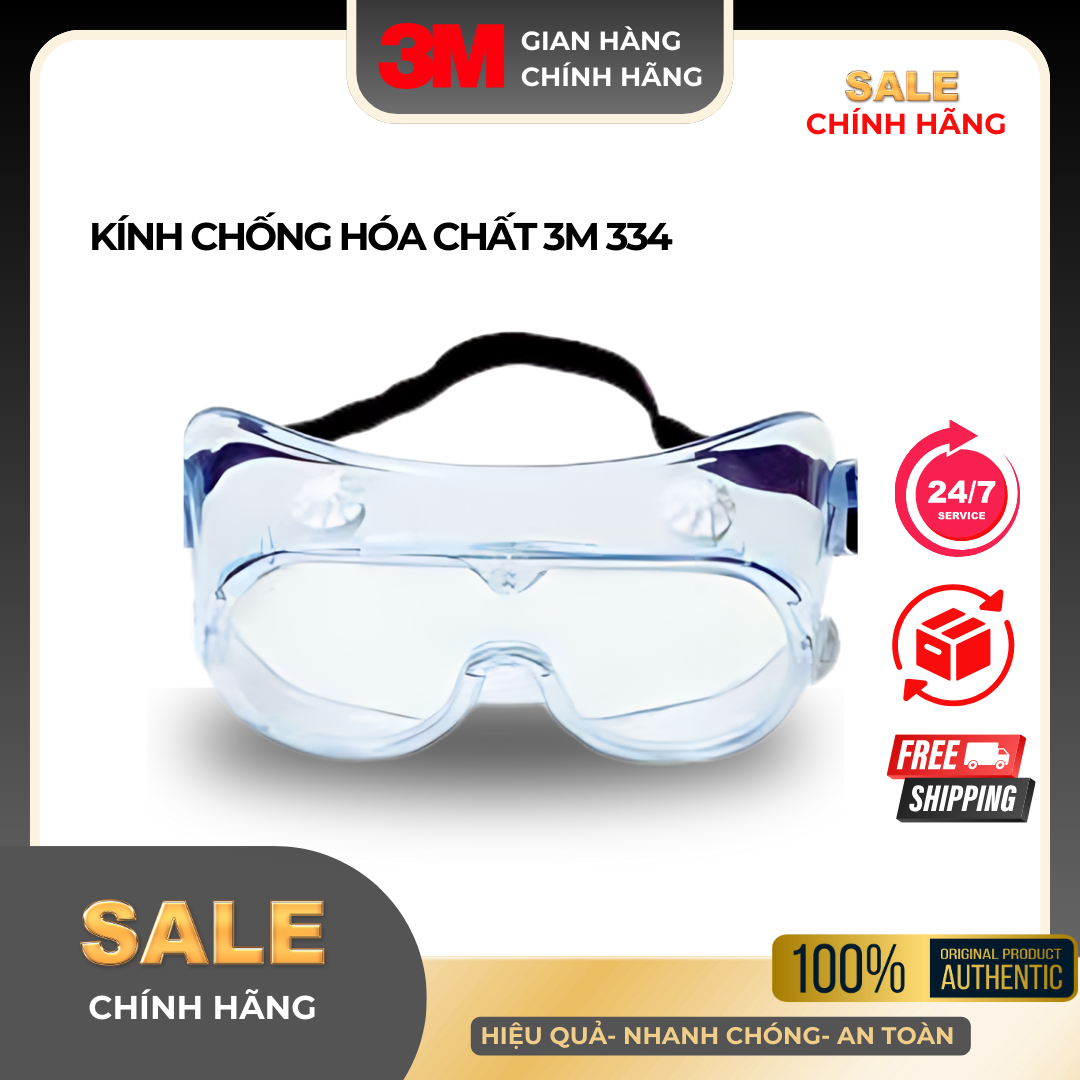 Kính Bảo Hộ Chống Hóa Chất 3M 334