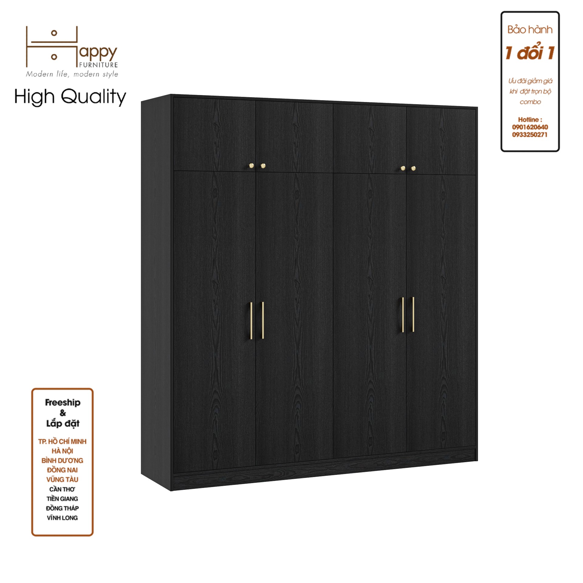 [Happy Home Furniture] ELEGANT, Tủ quần áo 2 ngăn kéo 2mx2m2 , 200cm x 54cm x 220cm ( DxRxC), TCM_048