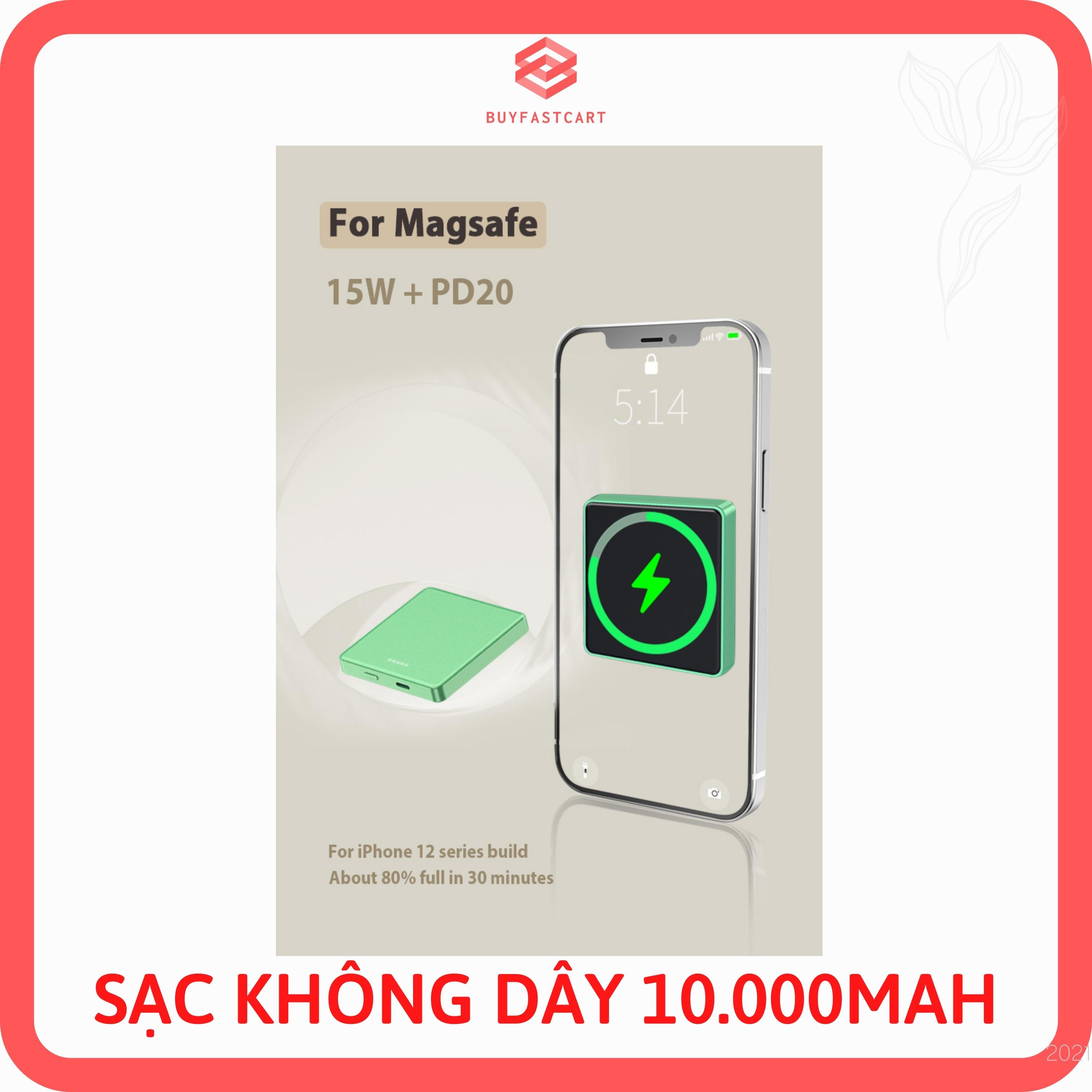 Pin Sạc Dự Phòng Hỗ Trợ Sạc Không Dây QI Wireless 10.000mAh cho iPhone Samsung