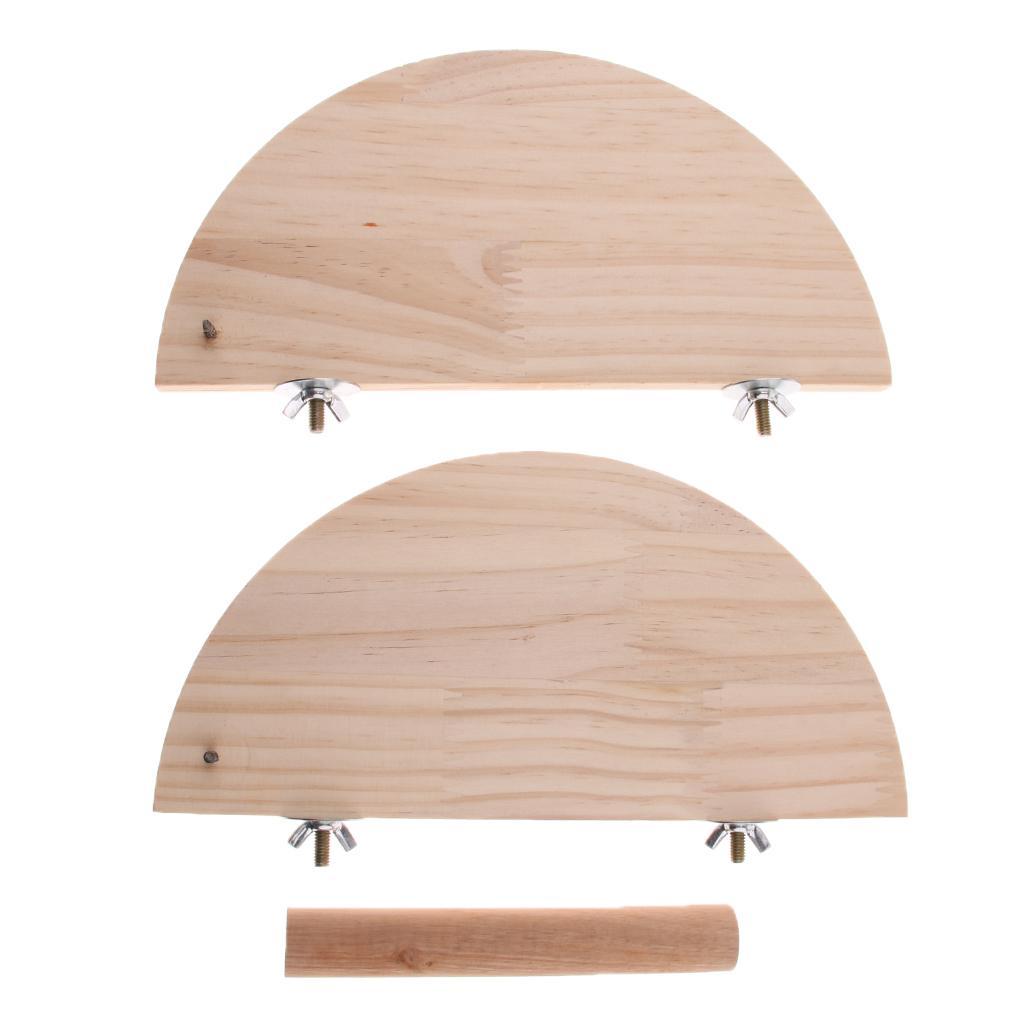 Small Pet Wooden Cage Platform Shelf Semi-circle Board for Hamster Squirrel
