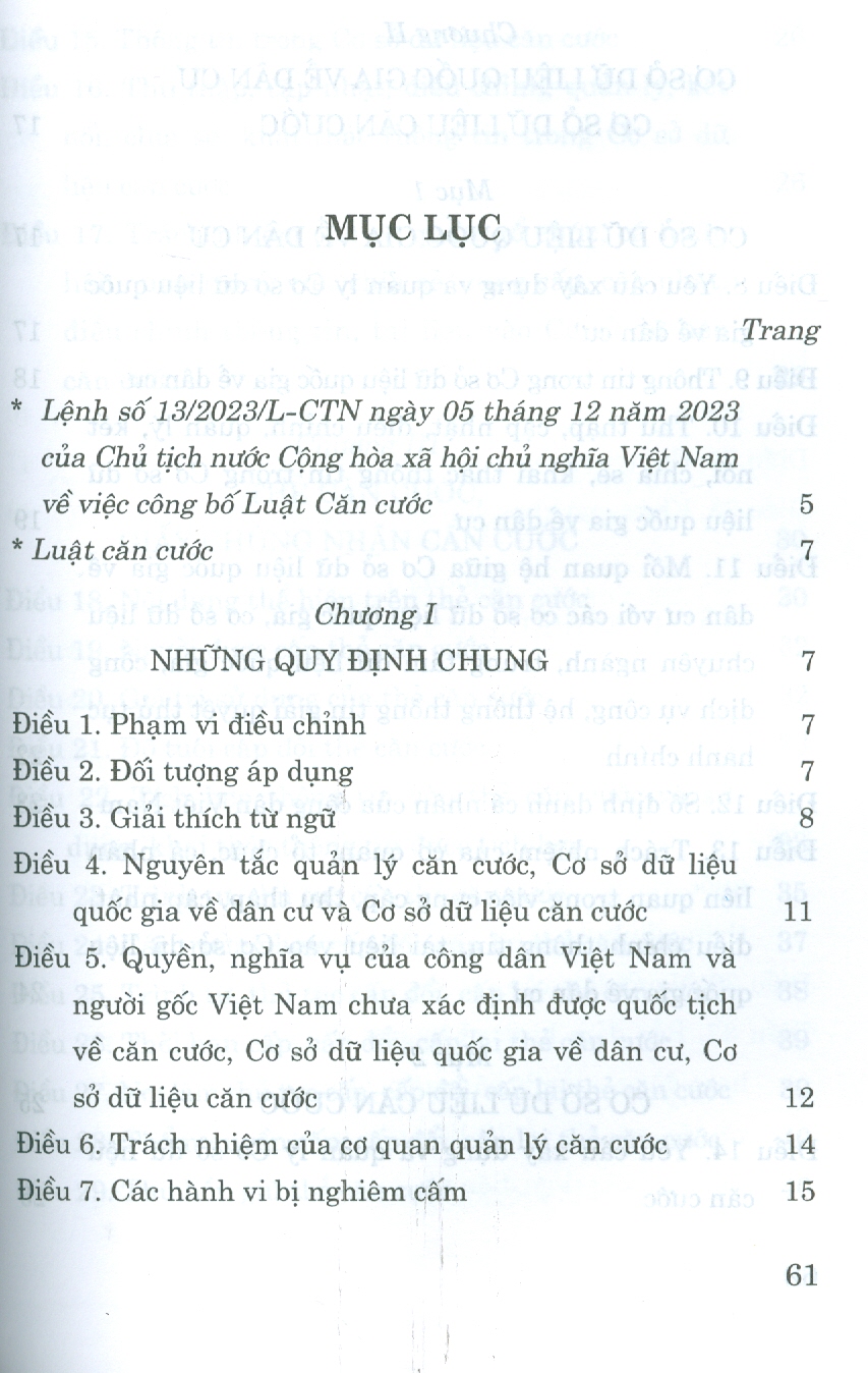 Luật Căn Cước (Hiệu lực thi hành từ ngày 01 tháng 07 năm 2024)