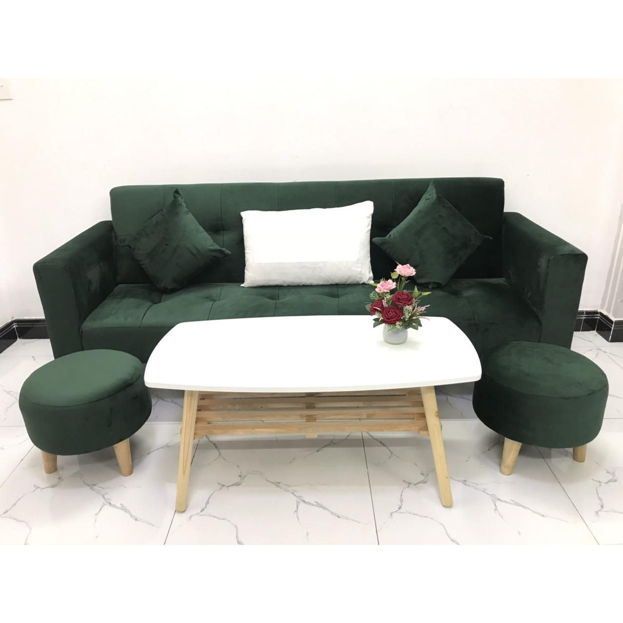 Bộ ghế sofa giường 2mx90 sofa bed tay vịn phòng khách salon linco14