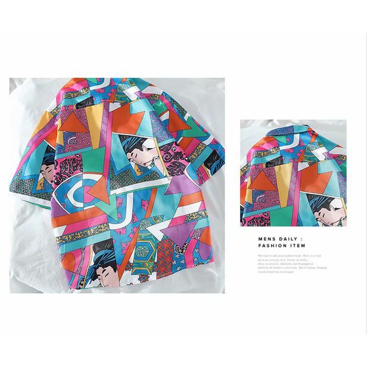 Áo sơ mi nam họa tiết hoa văn ngắn tay phong cách Hawaii
