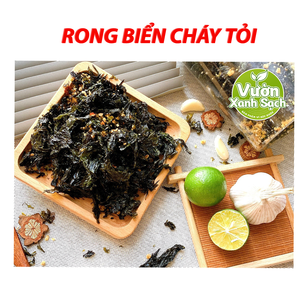 Rong biển cháy tỏi 100G / Không cay không ớt / Thương hiệu Vườn Xanh Sạch