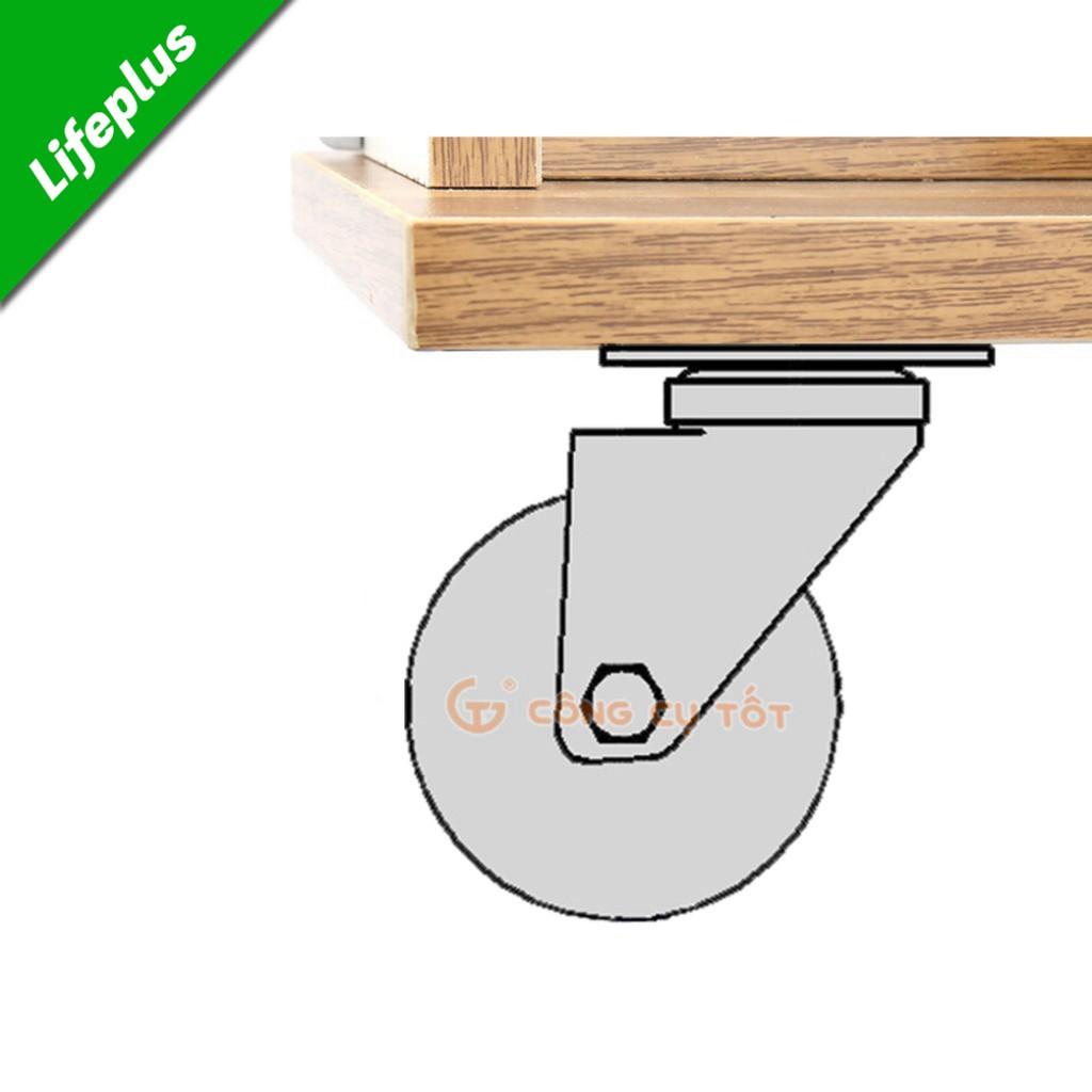 Bánh xe đẩy mặt đế xoay càng sắt tải trọng 50kg lốp nhựa PU cam trắng rộng 30mm Φ75mm