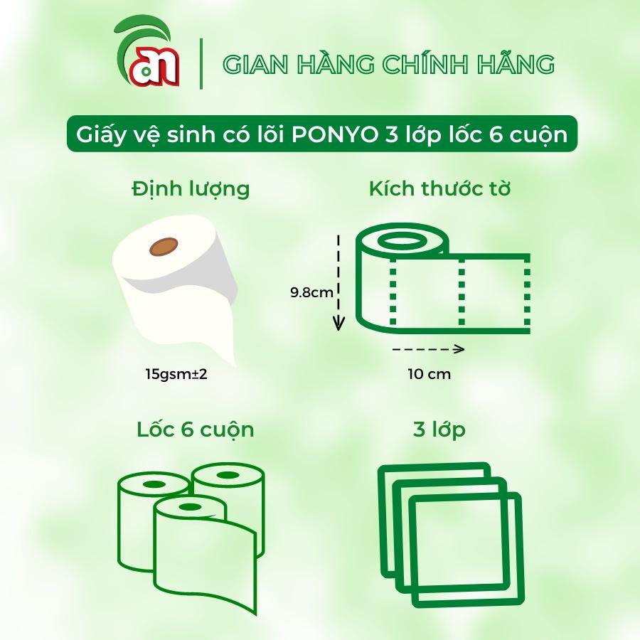 Combo PONYO gia đình ngăn nắp: 5 lốc Giấy vệ sinh, 5 hộp Khăn giấy lụa và 5 cuộn Khăn giấy lau bếp - Thiên An Nam paper