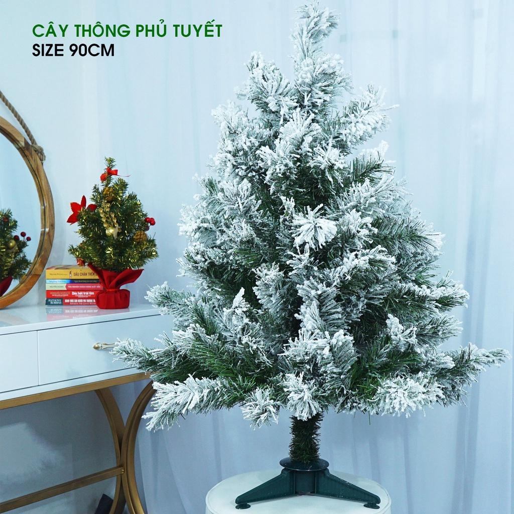 Cây Thông Noel Tán Dày Cao 2m1/1m8/1m5, 2 Loại Lá, Xanh Đầu Tròn, Hàng Loại Đẹp Tặng Kèm Phụ Kiện