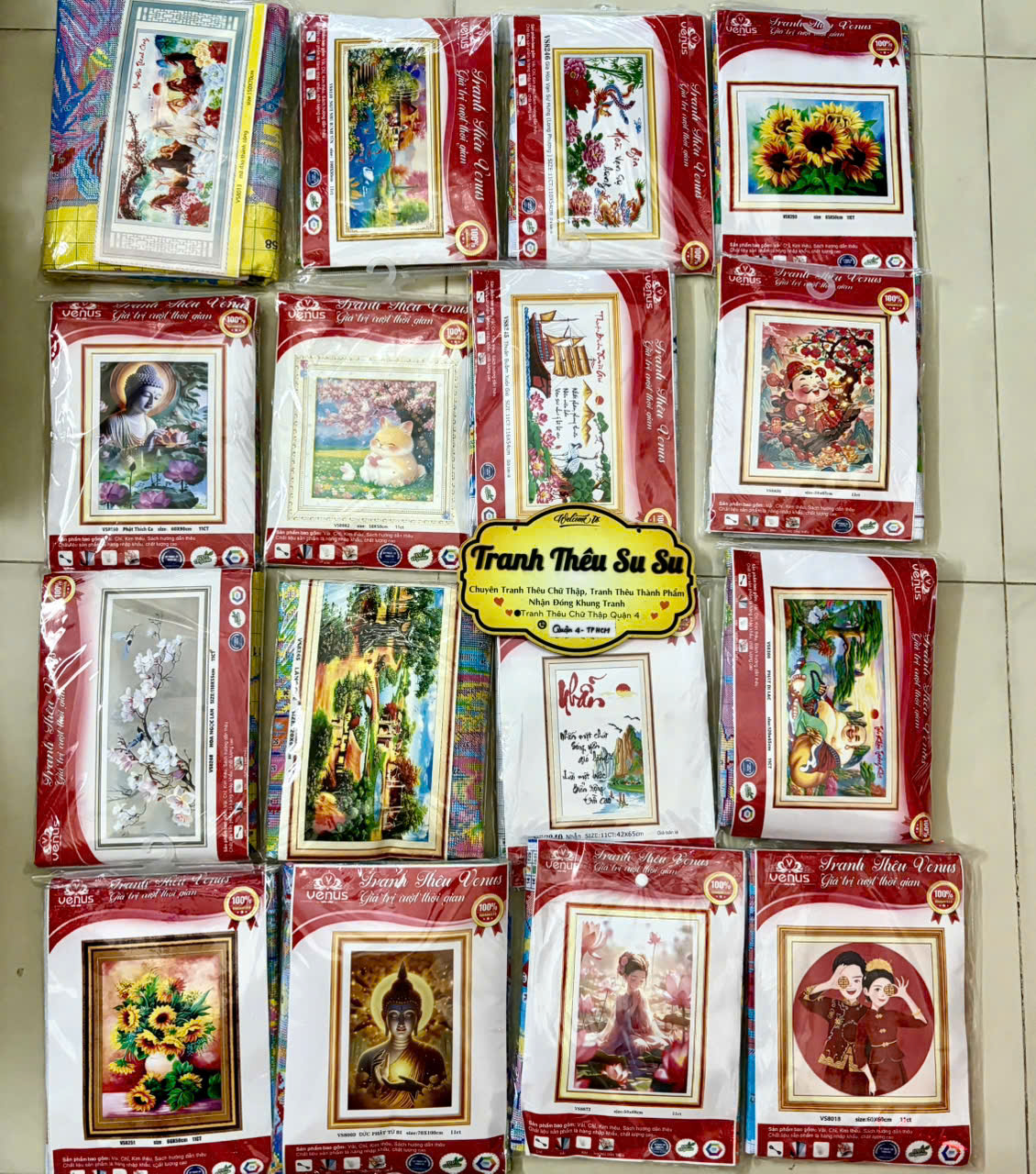 Tranh thêu kín cô gái và mèo vs8839, kích thước 50x67 cm, 11ct thêu 3 sợi