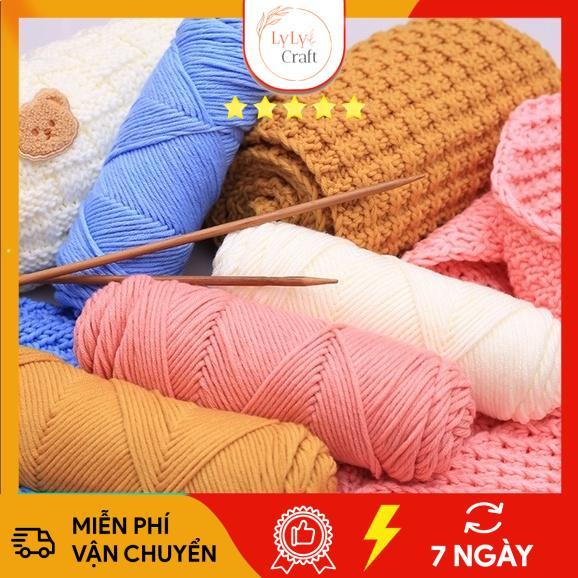 Len Milk Cotton Love Cuộn 100gr , Cuộn Len Valentine Sợi To Dụng Cụ Móc Len Cho Người Mới Bắt Đầu
