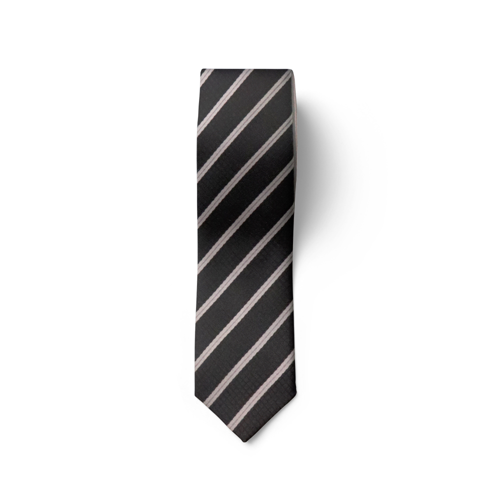 Cà vạt nam, cà vạt lụa cao cấp, cà vạt lụa tơ tằm - Cà vạt silk bản nhỏ màu đen sọc CS6DES002