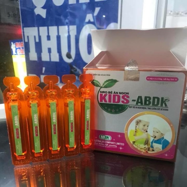 Thực phẩm bảo vệ sức khỏe SIRO BÉ ĂN NGON KIDS-ABDK  hộp 20 ống - Bổ sung Enzym, khoáng chất, acid amin và Vitamin cần thiết cho sự phát triển của trẻ, nâng cao sức đề kháng, giúp cơ thể khỏe mạnh, giúp tăng hấp thu dưỡng chất, kích thích ăn ngon miệng