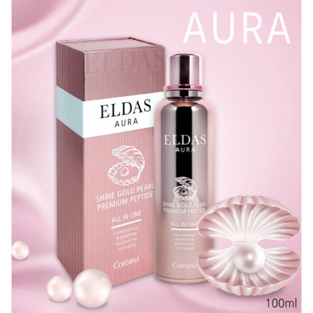 Tinh Chất Tế Bào Gốc Dưỡng Trắng Da Eldas Aura Shine Gold Pearl Premium Peptide All In One 100ml [4 trong 1 Toner+Lotion+Essence+Cream]