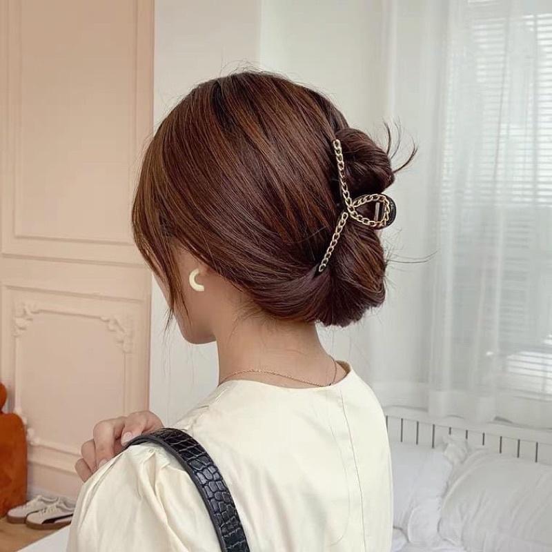 Kẹp tóc viền xích cao cấp-kẹp dài thanh lịch vintage Bisou.accessories