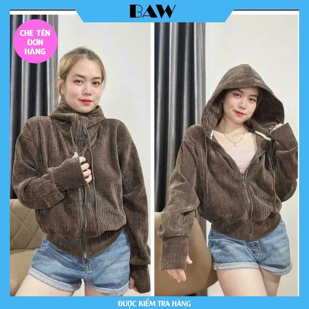 Áo Khoác Nữ Đẹp, Áo Khoác Nữ Form Rộng, Áo Khoác Nữ Chống Nắng Gân Nhung Cao Cấp Có Túi Trong Tay Xỏ Ngón Thương Hiệu Baw AK91