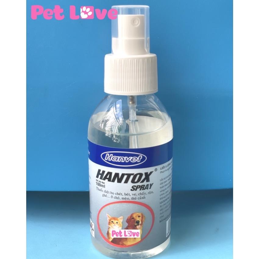 Hantox Spray diệt bọ chét, ve rận, ghẻ trên chó mèo (chai 100ml)