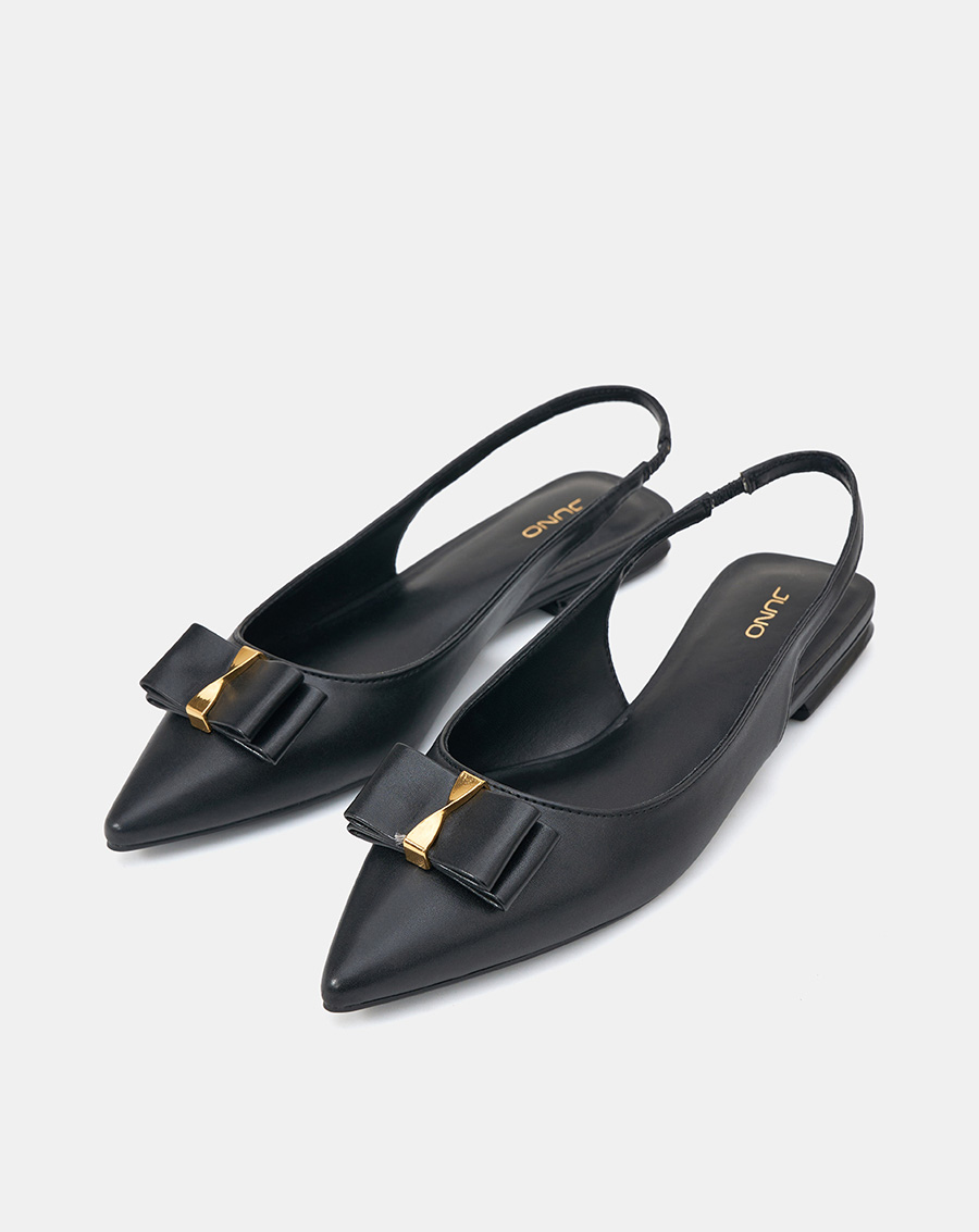 Giày Búp Bê Nữ 3cm Thời Trang JUNO Slingback Trang Trí Nơ BB03120