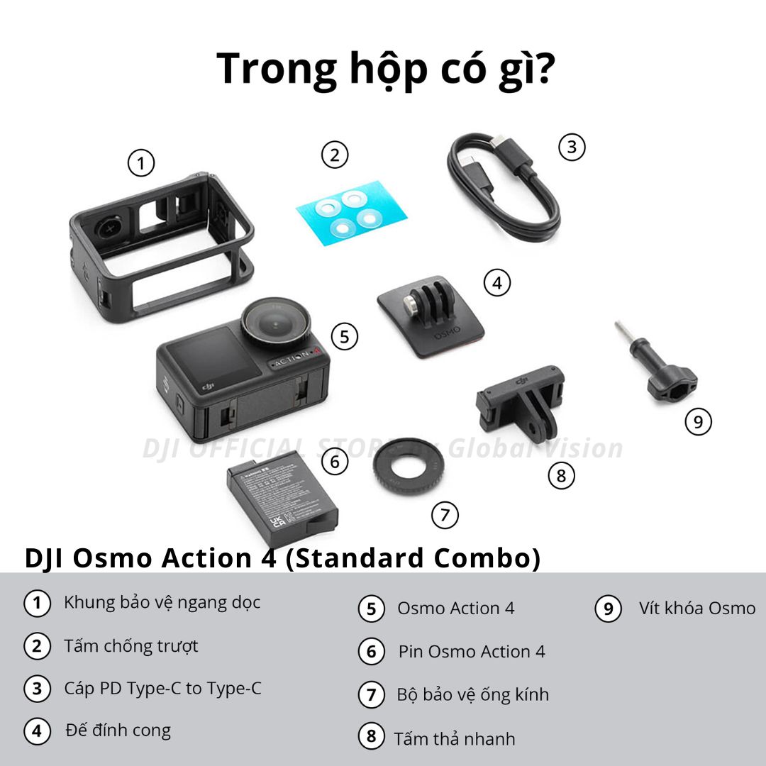 Camera hành động DJI Osmo Action 4 máy quay hành trình 4K 120fps, góc siêu rộng, hoạt động tốt nhiệt độ thấp (DJI OA 4) - Hàng chính hãng