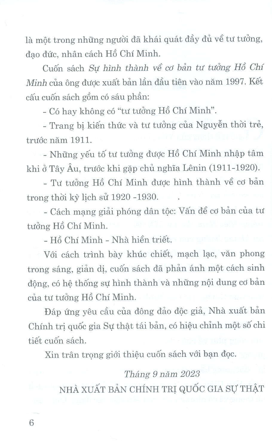 Sự Hình Thành Về Cơ Bản Tư Tưởng Hồ Chí Minh (Xuất bản lần thứ hai, có chỉnh sửa)