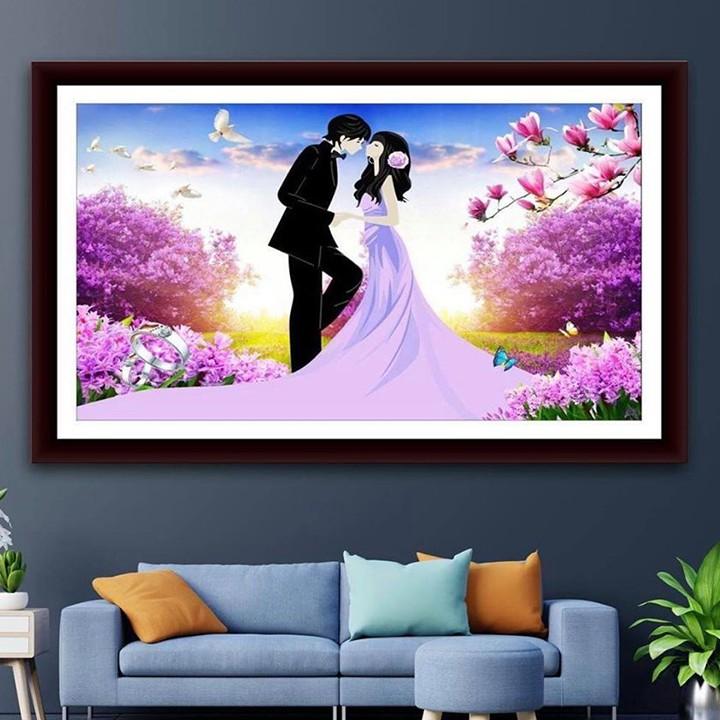 Tranh đá tình yêu hạnh phúc VS416 - kích thước: 76 * 50cm.