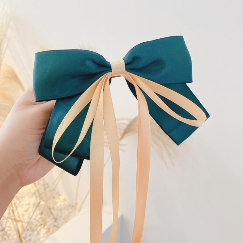 Kẹp tóc thắt nơ trang trí dây ruy băng dài phong cách Hàn Quốc xinh xắn cho nữ - Đỏ