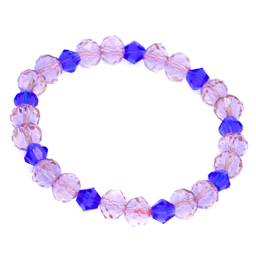 Chuỗi tay pha lê Hồng phấn cắt giác 8 ly phối Pha lê xanh dương CTFLHPGHFLXD8 - Vòng chuỗi phong thủy