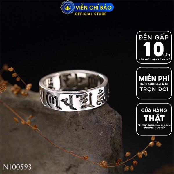 Nhẫn bạc nam Lục Tự Đại Minh Chân Ngôn chất liệu bạc Thái 925 thương hiệu Viễn Chí Bảo N100593