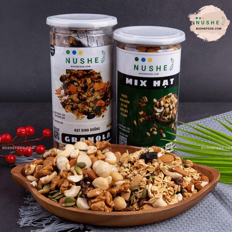 COMBO ĂN SÁNG 500gr/1hộp, NUSHEFOOD, Combo Gồm Granola 50% Yến Mạch và Mix Hạt, Ăn Kiêng Lành Mạnh, Giảm Cân Hiệu Quả