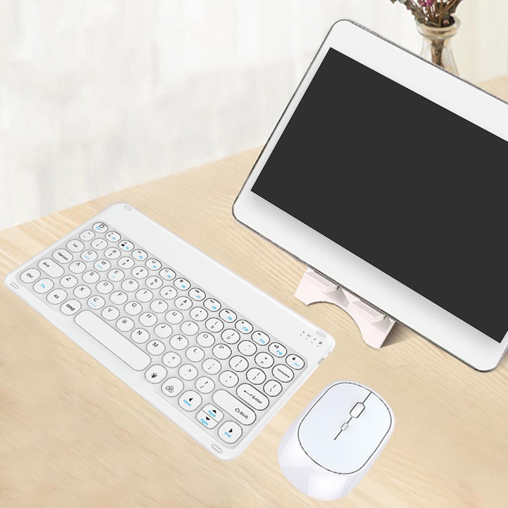 Bluetooth Wireless Keyboard Mouse Combo Cordless Rechargeable White
