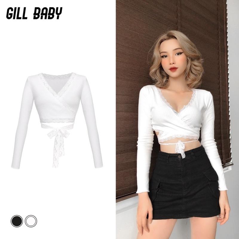 GILLBABY | Áo croptop đắp chéo cột dây quyến rũ năng động dễ thương mặc được 4 kiểu (ELINA TOP