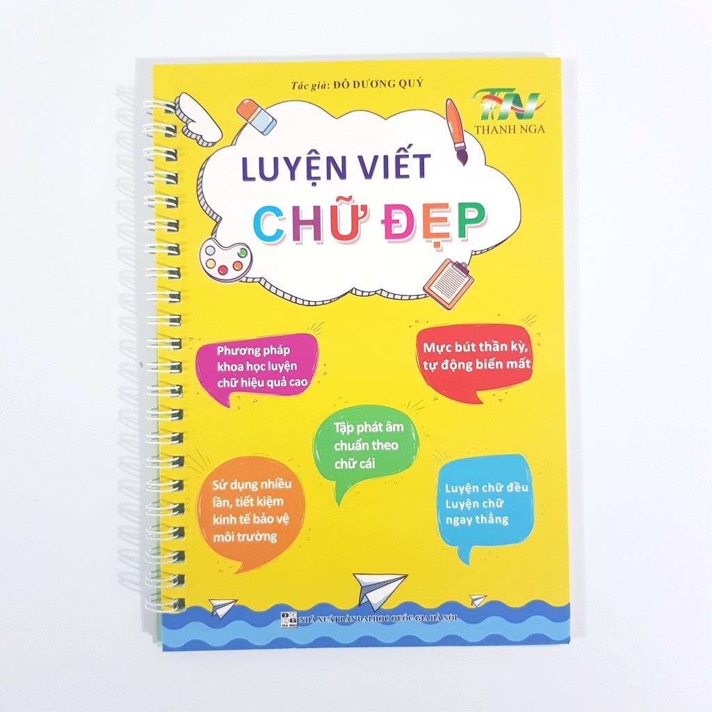 Bộ 3 Vở Luyện Viết Chữ Đẹp Tặng Kèm Bút Tự Xoá - Hành Trang Cho Bé Vào Lớp 1 - Thanh Nga