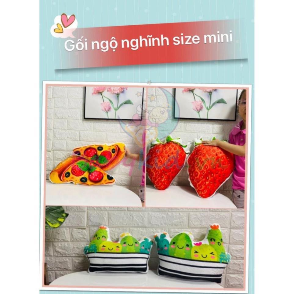 Gối ôm nhồi bông 3d mini, 20-30cm, Handmade VN, vỏ nhung