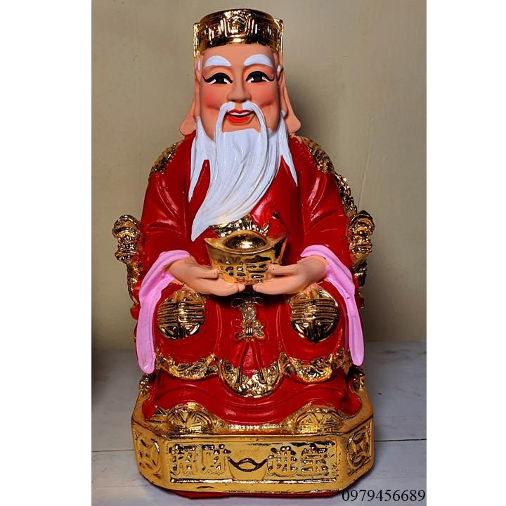 Tượng Thần Tài Thổ Địa nhựa màu đỏ cao 18.5cm