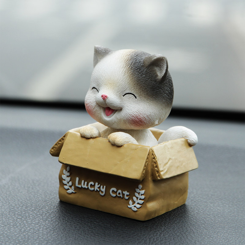 Decor mèo lucky cat dễ thương trang trí taplo ô tô, phụ kiện xe hơi sáng tạo, hoặc để bàn làm việc 