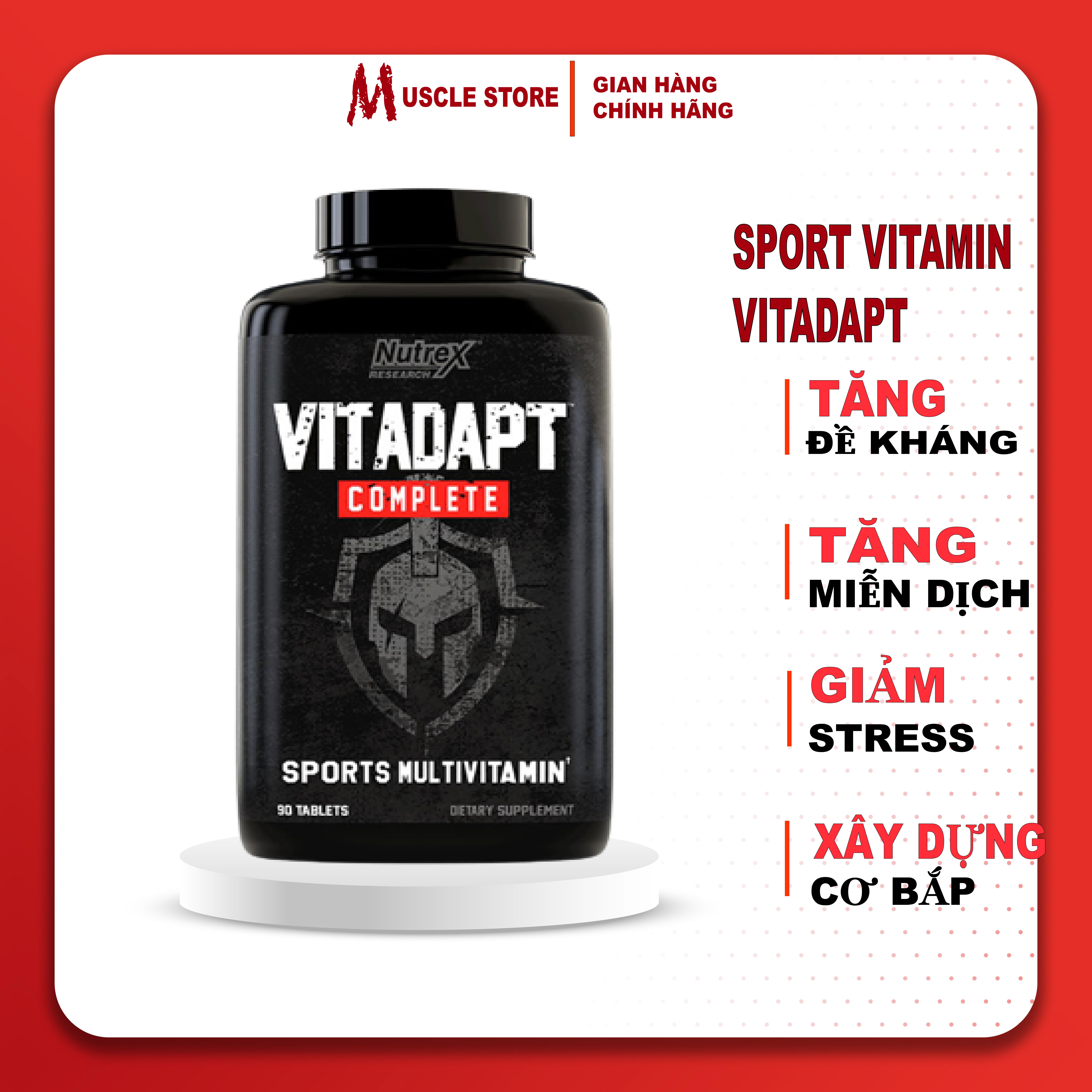 Nutrex Vitadapt, Vitamin Tổng Hợp Thể Thao, Bổ Sung Đầy Đủ Vitamin & Khoáng Chất Thiết Yếu Cho Cơ Thể, 90 viên