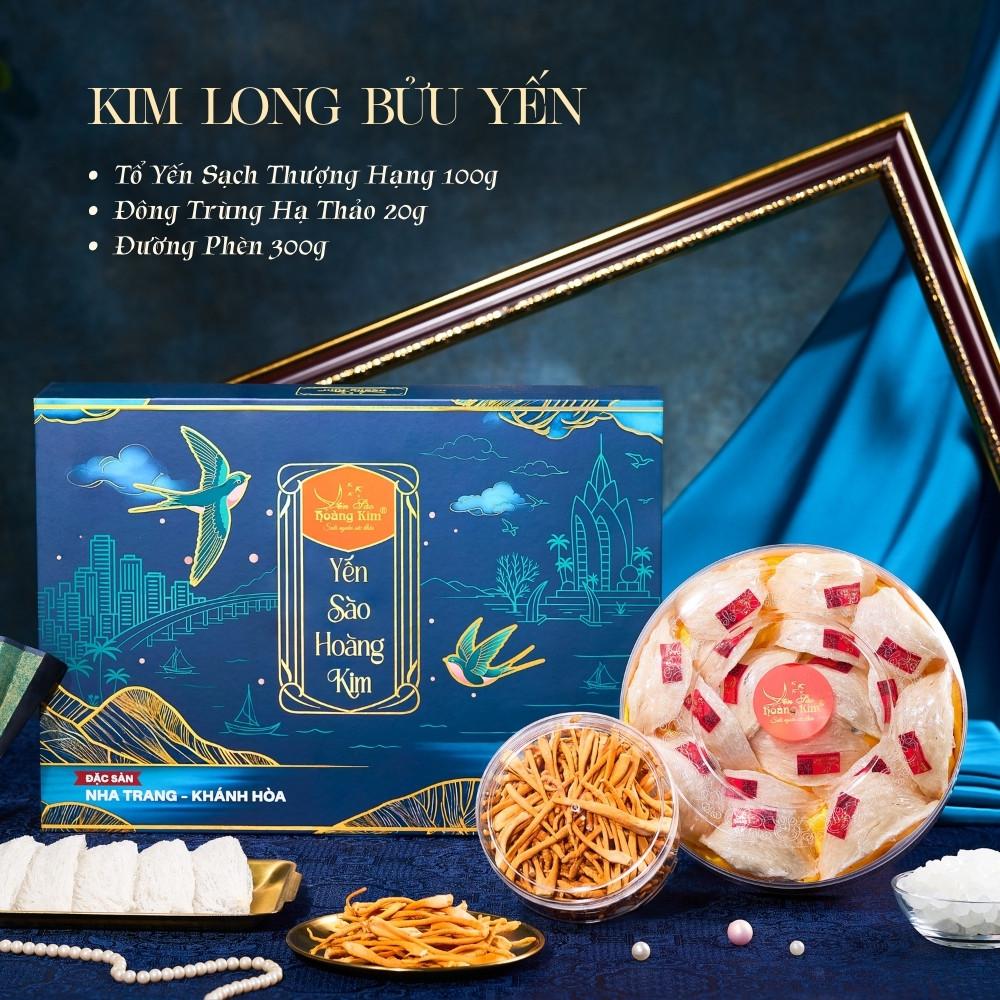 [CHÍNH HÃNG] Hộp Quà Yến Sào Hoàng Kim Kim Long Bửu Yến 100g Tổ Yến Thượng Hạng và Đông Trùng Hạ Thảo - Quà Biếu Sếp, Tặng Doanh Nghiệp Cao Cấp