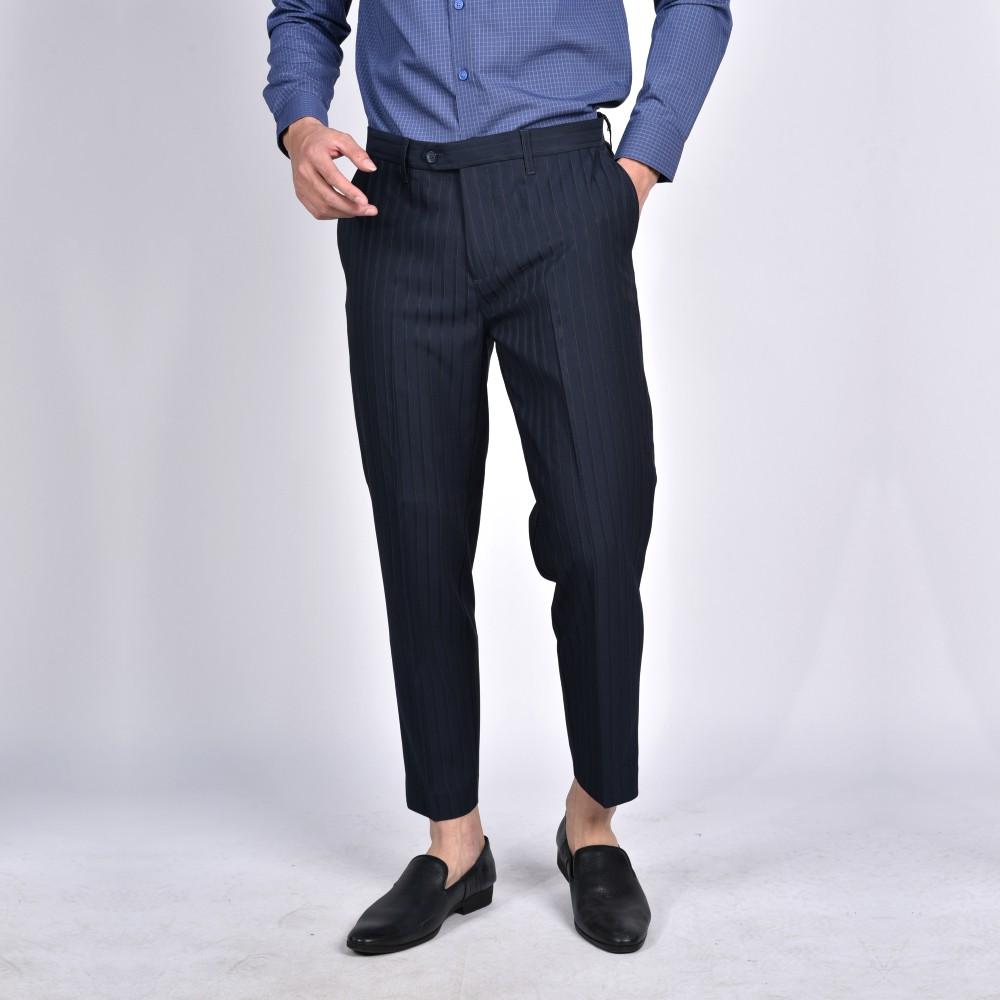 OWEN - Quần âu nam Owen Slimfit màu xanh navy kẻ sọc trẻ trung