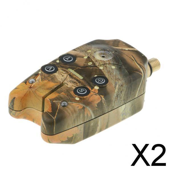 2xFishing Bite Alarm Indicator Sound Light Fishing Rod Holder Camouflage