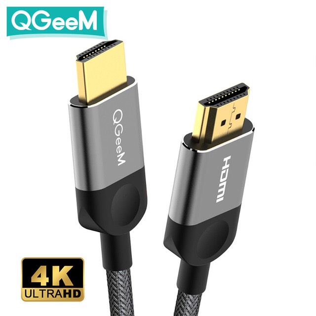 Cáp HDMI sang HDMI QGeeM hỗ trợ 4K*2K@60HZ UHD dây cáp bện nylon đầu mạ vàng hợp kim nhôm dài 3M-Hàng Chính Hãng