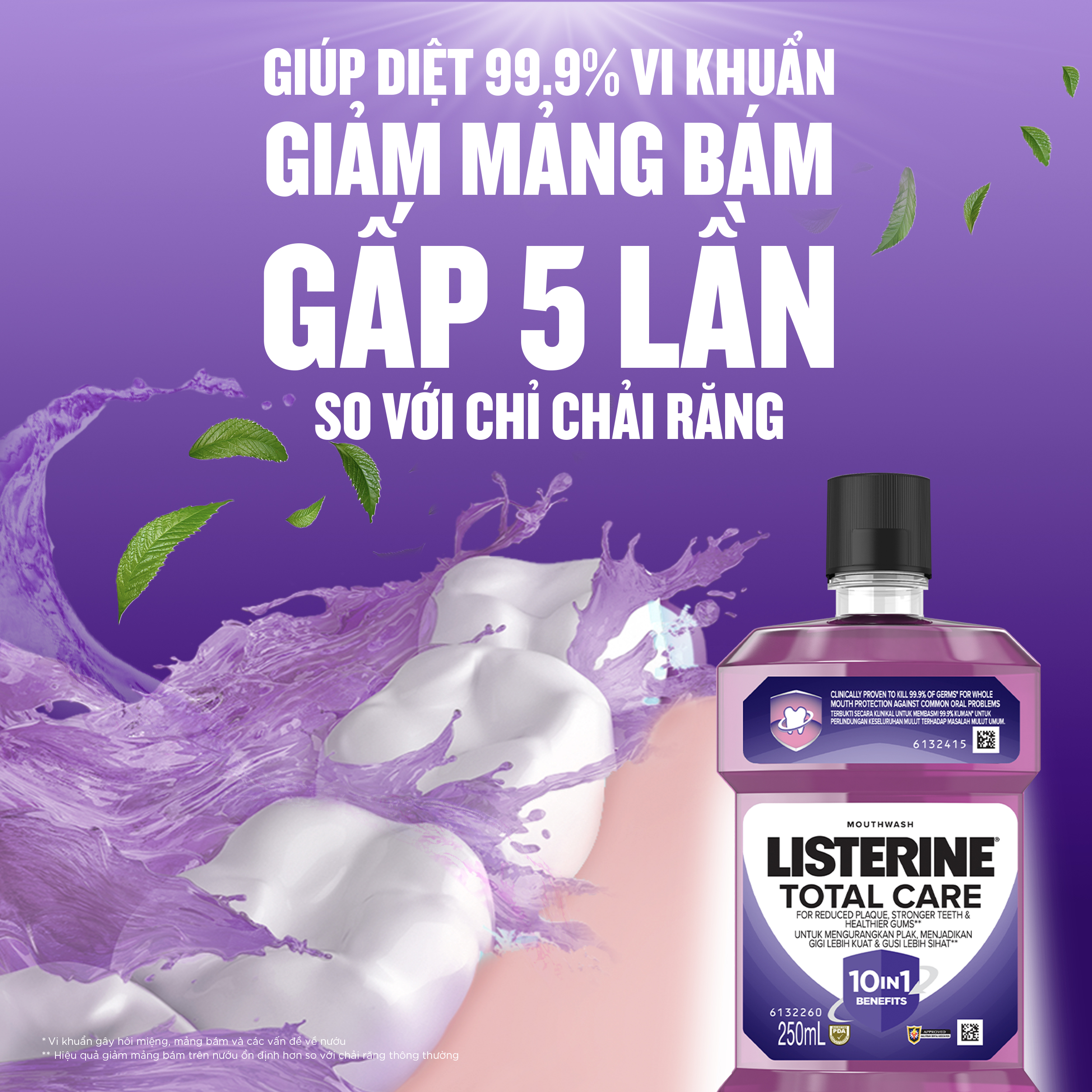 Nước súc miệng chăm sóc toàn diện Listerine Total Care Mouthwash 250ml