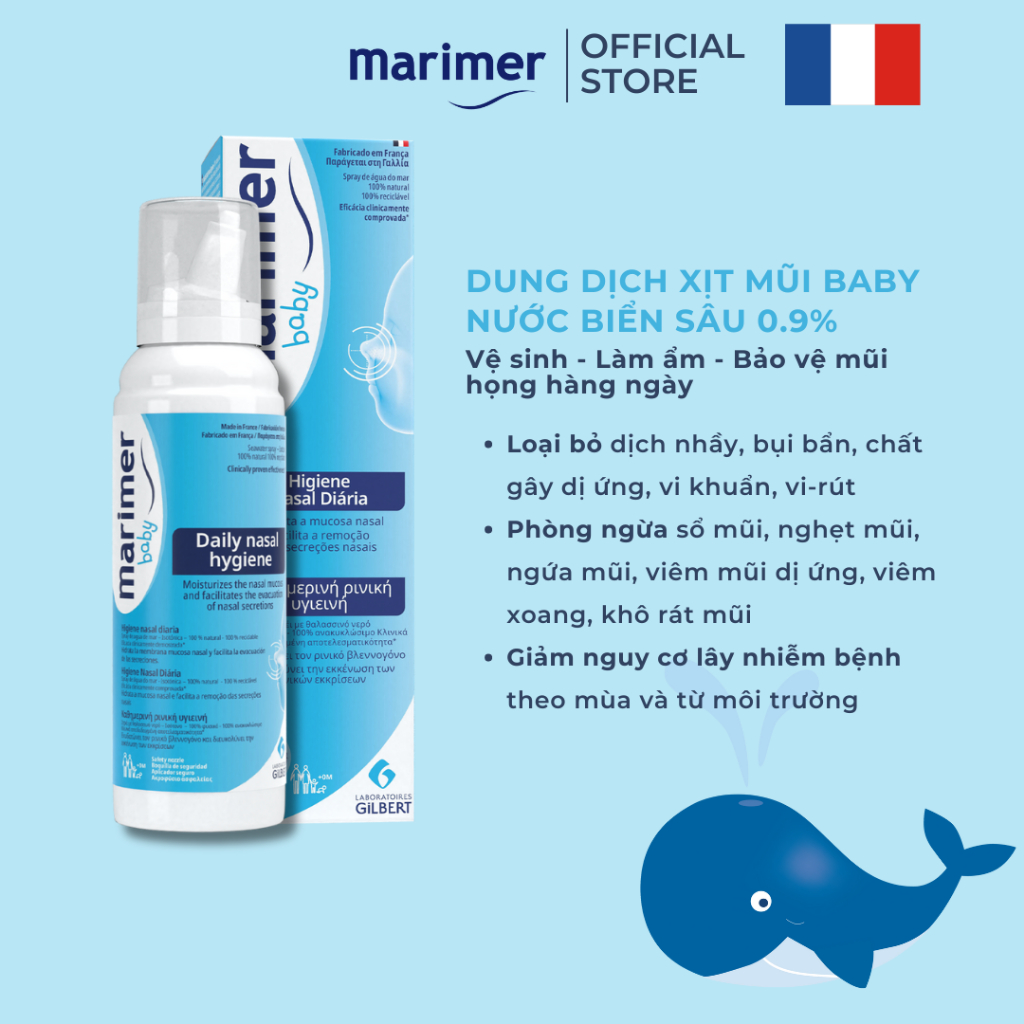 Xịt Mũi Nước Biển Sâu Marimer - Vệ Sinh Hàng Ngày Dành Cho Trẻ Sơ Sinh [100ml] - 7202C