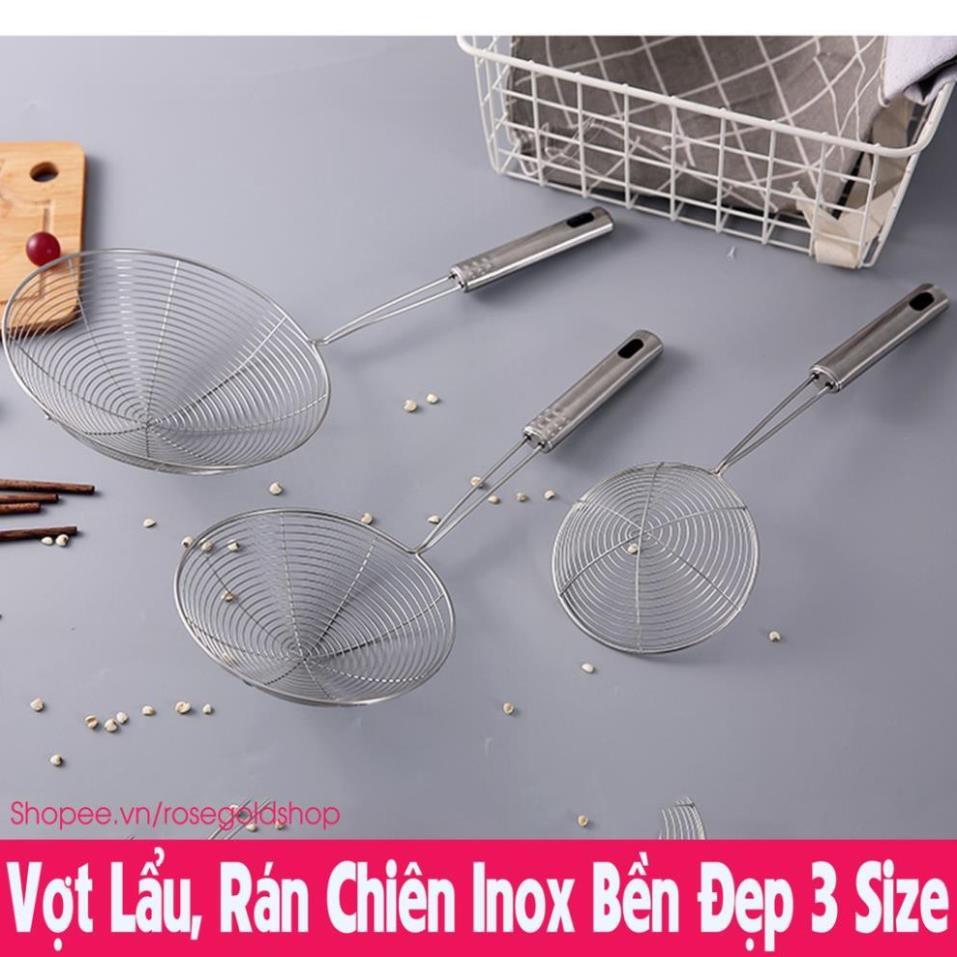 Vợt Lẩu, Rán Chiên, Chao Vòng Vớt Thức Ăn Bằng Inox Bền Đẹp 3 Size