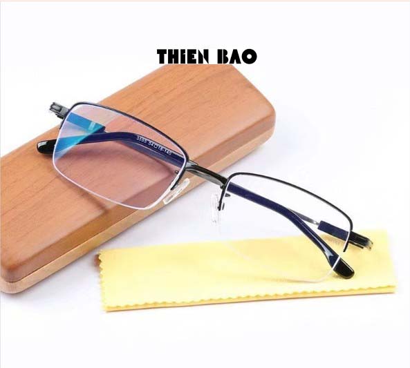 Kính lão thị, viễn thị nửa viền KVM367Đ NAM NỮ xẻ cước cực đẹp, càng TITANIUM siêu dẻo chuẩn độ Nhật bản loại I