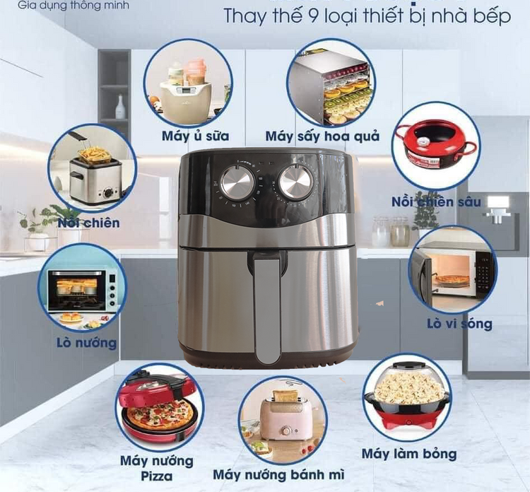 Nồi chiên không dầu 10.5L KB-8002M, Nồi chiên nướng đa năng, Thế hệ tiên tiến mới nhất - Hàng Chính Hãng