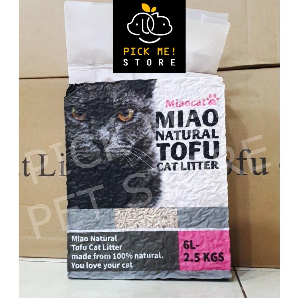 Cát vệ sinh đậu nành hữu cơ MIAO NATURAL TOFU 6L - siêu khử mùi, ít bụi. Có thể xả bồn cầu (Miaocat)