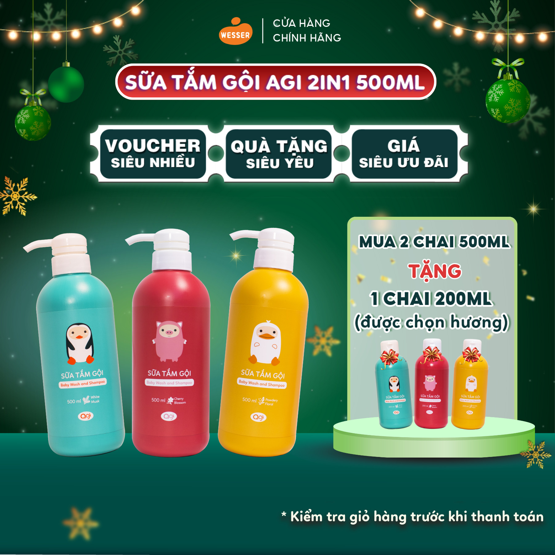 Sữa tắm gội Agi 2 in 1 200ml