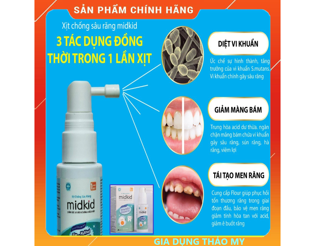 [HN-Hàng Chính Hãng] Xịt Chống Sâu Răng MIDKID Cho Bé Từ 1 Tuổi, An Toàn Nuốt Được - 30ml