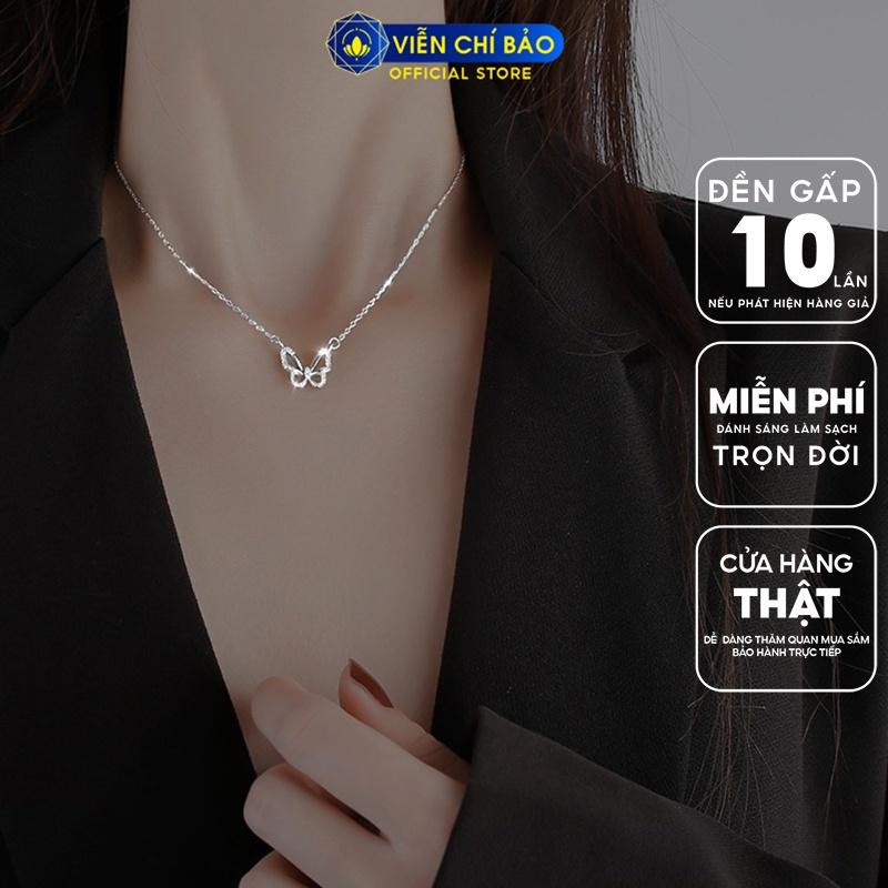 Dây chuyền bạc nữ hồ điệp đính đá chất liệu bạc S925 thời trang phụ kiện trang sức nữ Viễn Chí Bảo D400021