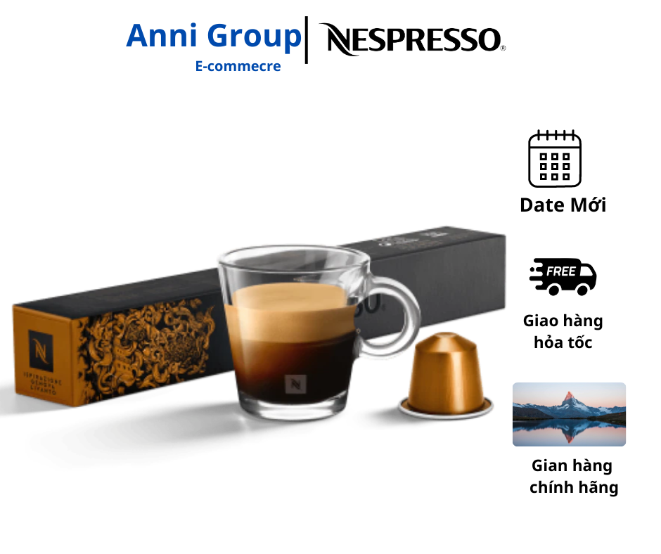 Hộp 10 Viên Nén Cà Phê Nespresso Chính Hãng - Ispirazione Genova Livanto - Nespresso Capsule Livanto - Dành Cho Máy Pha Cà Phê Nespresso, Hương Trái Cây Ngọt Ngào, Quyến Rũ, Phù Hợp Cho Văn Phòng, Gia Đình