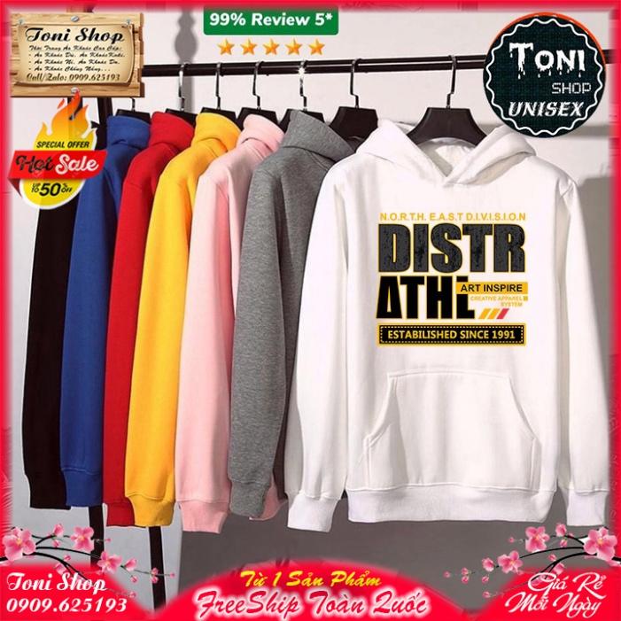 ÁO HOODIE CHỮ DISTR - In Pet Siêu Bền Siêu Đẹp - Full Size Full Màu