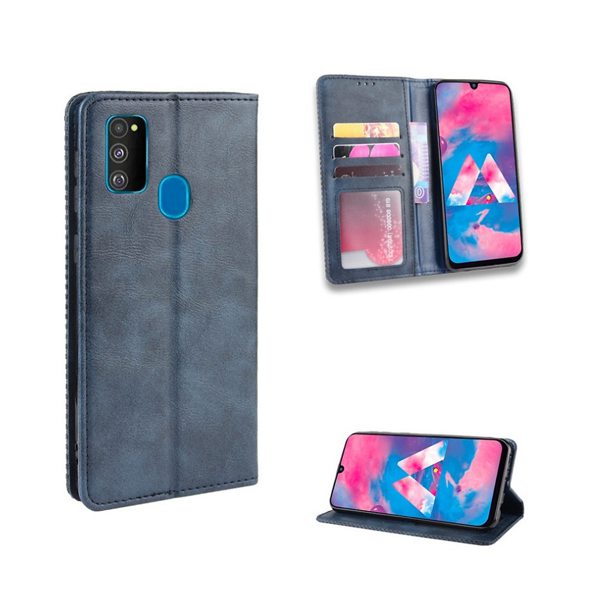 Bao da dành cho SamSung Galaxy M21 Flip Wallet Leather dạng ví đa năng siêu bền siêu êm